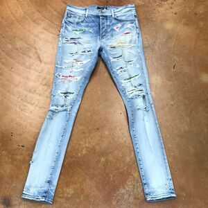 Distressed Light Blue Mens Jeans